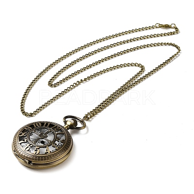 Alloy Glass Pendant Pocket Necklace WACH-S002-09AB-1