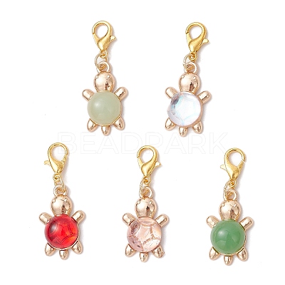 Tortoise Acrylic Alloy Pendant Decorations HJEW-JM03730-1