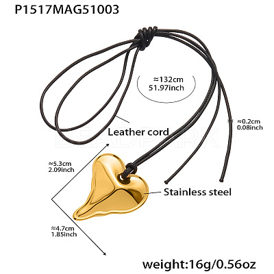 304 Stainless Steel Pendant Adjustable Black Waxed Cord Necklaces for Women FS-WGE3E56-02-1