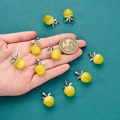 10Pcs Apple Gemstone Charm Pendant Crystal Quartz Healing Natural Stone Pendants Pink Silver Buckle for Jewelry Necklace Earring Making Crafts JX525D-1