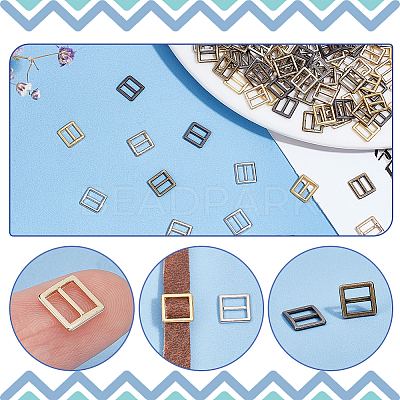 200Pcs 5 Colors Mini Square Shape Alloy Buckle Clasps FIND-NB0003-99-1