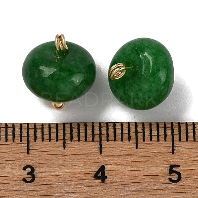 Natural White Jade Dyed Saucer Charms with Rack Plating Golden Tone Brass Bails KK-B103-17B-04-1