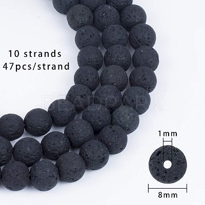 Natural Lava Rock Beads Strands G-OC0001-27-1