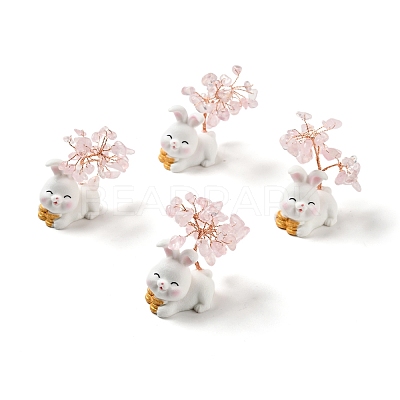 Natural Rose Quartz Tree Display Decorations DJEW-E007-01RC-04-1