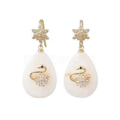 Brass Micro Pave Cubic Zirconia Dangle Earrings EJEW-JE07442-1