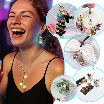 70Pcs 7 Colors Luminous Glass & PVC Paillette & Alloy Pendants FIND-PH0027-31-1