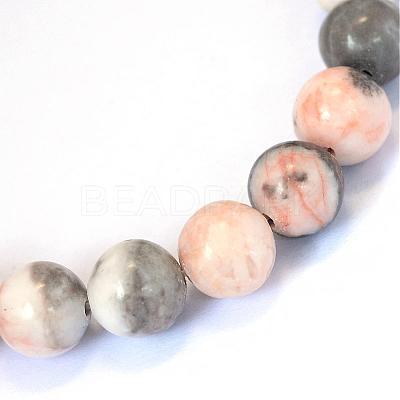 Natural Pink Zebra Jasper Round Bead Strands G-E334-4mm-11-1