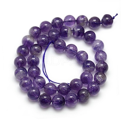 Natural Amethyst Round Bead Strands G-L170-10mm-02-1