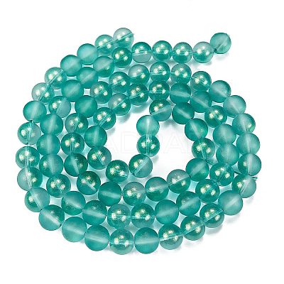 Frosted Transparent Glass Bead Strands GLAA-P065-10mm-08-1