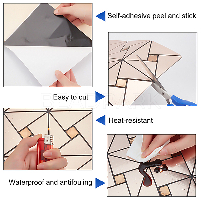 Square Mosaic Aluminum Plastic Self-Adhesive Wall Stickers DIY-WH0257-15B-1