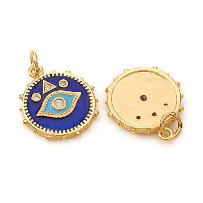 Brass Micro Pave Cubic Zirconia Pendants X-KK-I672-22G-1
