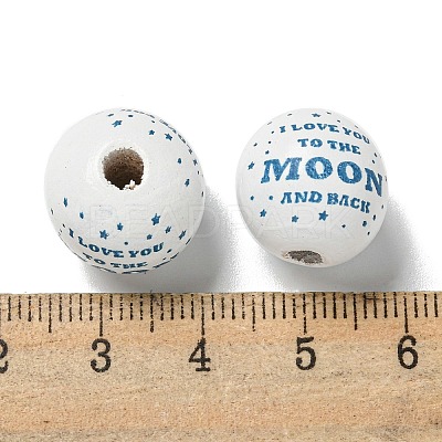 Printed Wood European Beads WOOD-G022-20A-1