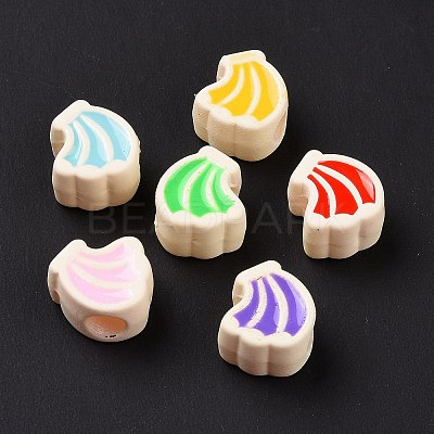 Rubberized Style Acrylic European Beads SACR-E009-11-1