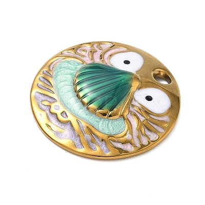 304 Stainless Steel Enamel Pendants LS-STAS-A092-01C-G-1