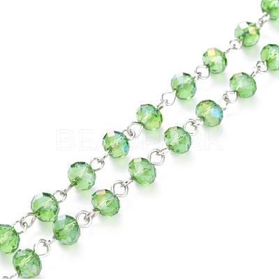 Handmade Electroplate Glass Beaded Chains AJEW-JB00529-08-1