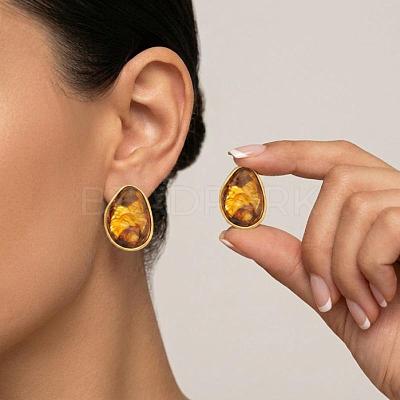 304 Stainless Steel Resin Stud Earrings for Women GX1070-1