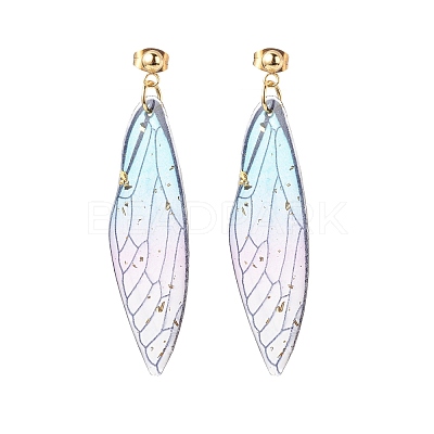 Resin Butterfly Wing Dangle Stud Earrings EJEW-JE05047-1