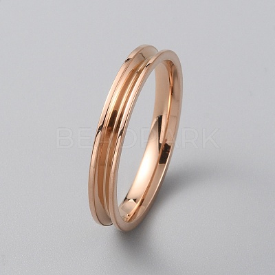 201 Stainless Steel Grooved Finger Ring Settings RJEW-WH0012-11H-1
