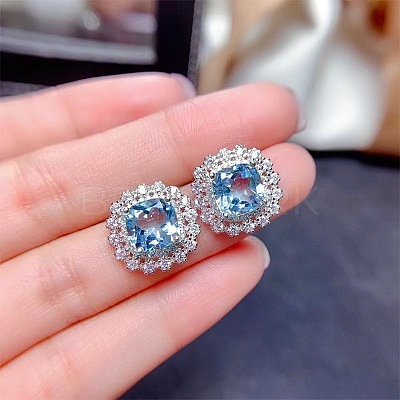 Square Alloy Rhinestone Pendant Necklace & Stud Earring & Finger Ring Sets WG30FCB-01-1
