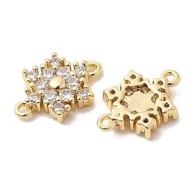 Brass Micro Pave Cubic Zirconia Connector Charms KK-L258-03A-G-1