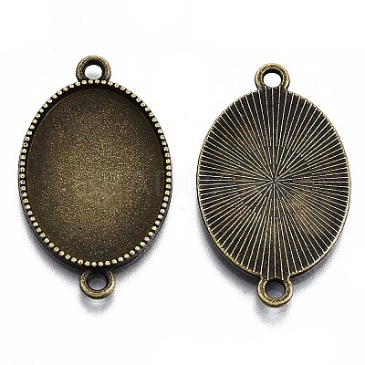 Tibetan Style Oval Alloy Cabochon Connector Settings LS-X-TIBE-Q038-002B-AB-NR-1