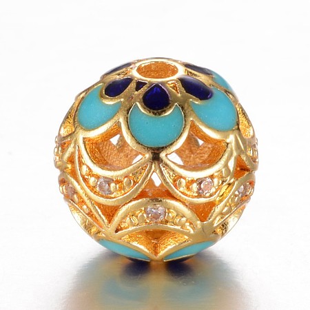 Brass Micro Pave Cubic Zirconia Beads X-ZIRC-D114-23G-1