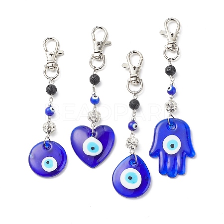 Handmade Lampwork Evil Eye Pendant Decoration HJEW-JM00791-1