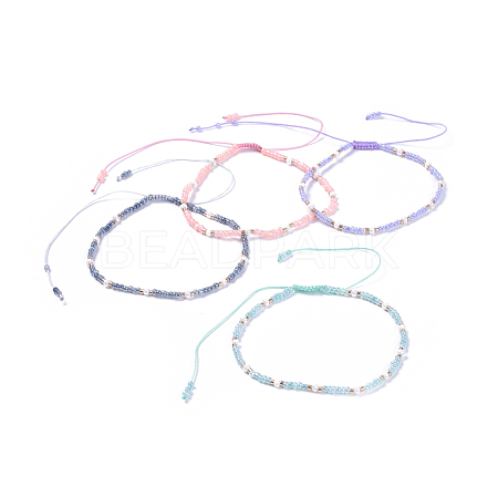 Adjustable Nylon Thread Braided Beads Bracelets BJEW-JB04377-1