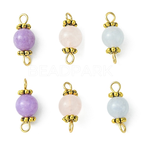 Natural Mixed Gemstone Connector Charms PALLOY-JF02221-1