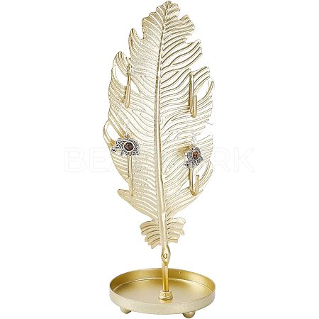 Iron Earring Display Stands with Round Tray EDIS-WH0016-018A-1