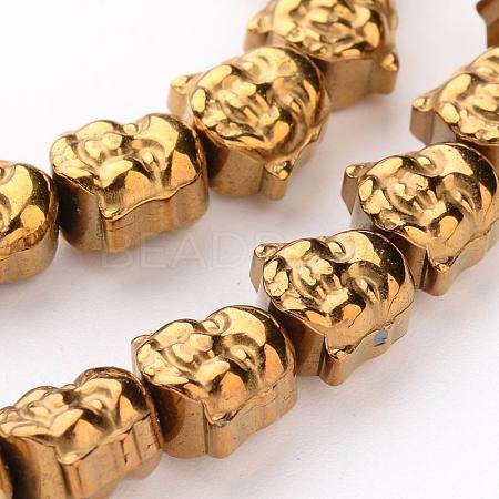 Buddha Head Electroplate Non-magnetic Synthetic Hematite Bead Strands G-L426-05B-1