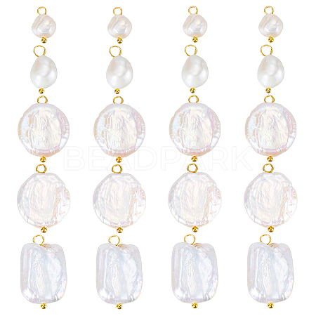 20Pcs 5 Style Natural Pearl Pendants PALLOY-PH01822-1