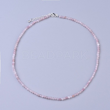 Natural Rose Quartz Beaded Necklaces X-NJEW-K114-A-A01-1