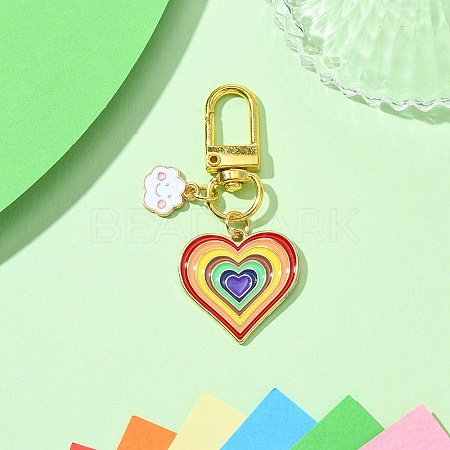 Rainbow Color Alloy Enamel Pendant Decorations HJEW-YW00001-04-1