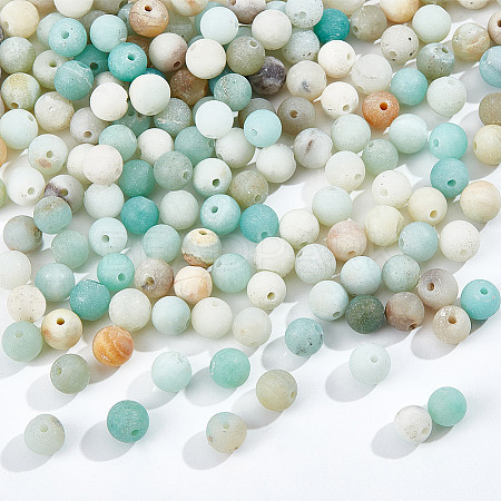  Natural Frosted Flower Amazonite Round Beads G-NB0005-34A-1