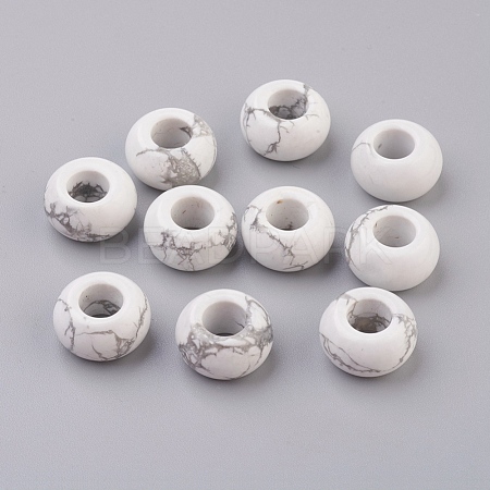 Natural Howlite European Beads X-G-G740-14x8mm-07-1