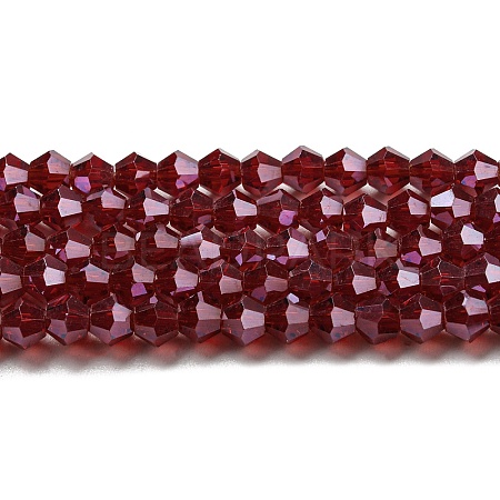 Transparent Electroplate Glass Beads Strands GLAA-F029-4mm-C27-1