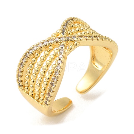 Infinity Brass Micro Pave Cubic Zirconia Open Cuff Rings RJEW-U008-39G-1