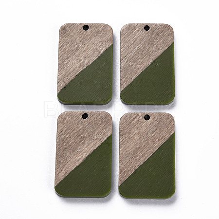 Opaque Resin & Walnut Wood Pendants RESI-T035-38F-1