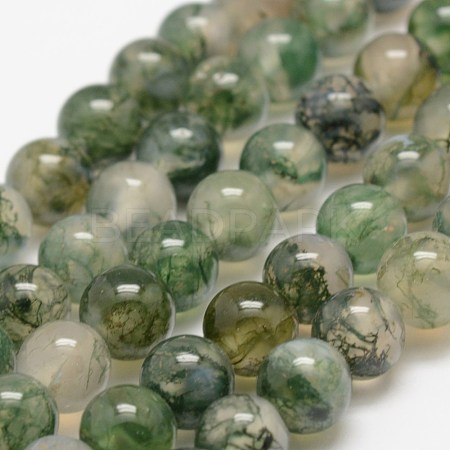 Natural Moss Agate Beads Strands X-G-F453-6mm-1