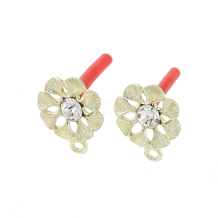 Rack Plating Golden Alloy with Rhinestone Stud Earring Findings EJEW-B036-02G-11-1