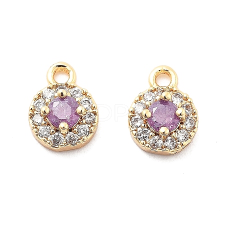 Brass Micro Pave Cubic Zirconia Charms KK-L222-001G-03-1