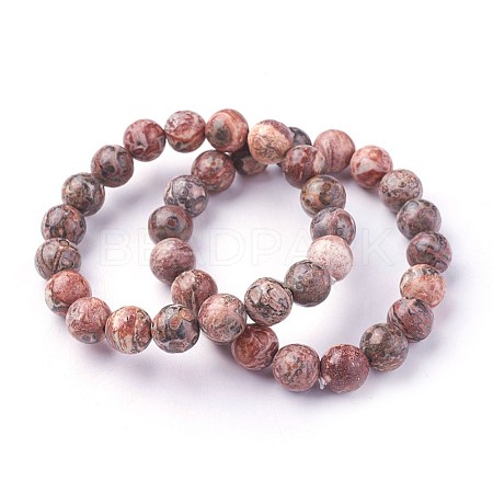 Natural Leopard Skin Jasper Beads Stretch Bracelets X-BJEW-F380-01-B12-1