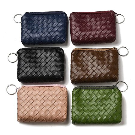 Diamond Textured PU Leather Wallets with Alloy Zipper AJEW-B024-05-1