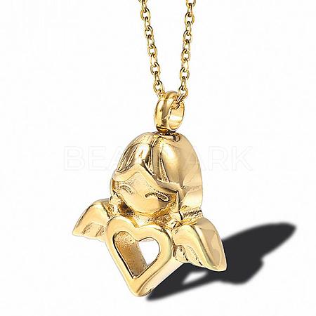 Angel with Heart Urn Ashes Pendant Necklace BOTT-PW0001-031G-1