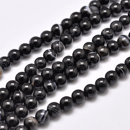 Natural Black Agate Bead Strands G-G962-16mm-12-A-1