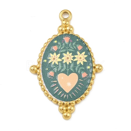 Printed 304 Stainless Steel Pendants STAS-P419-12G-04-1