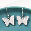 Natural Rose Quartz Brass Dangle Earrings EJEW-M081-01P-02-4