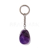 Natural Amethyst Teardrop with Spiral Pendant Keychain KEYC-A031-02P-04-3