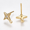 Brass Cubic Zirconia Stud Earring Findings KK-S350-032G-2